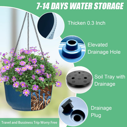 Hanging Planters 9/10/11 Inch for Indoor Plants, 3 Pack Plant Hanger Outdoor with Drainage Holes