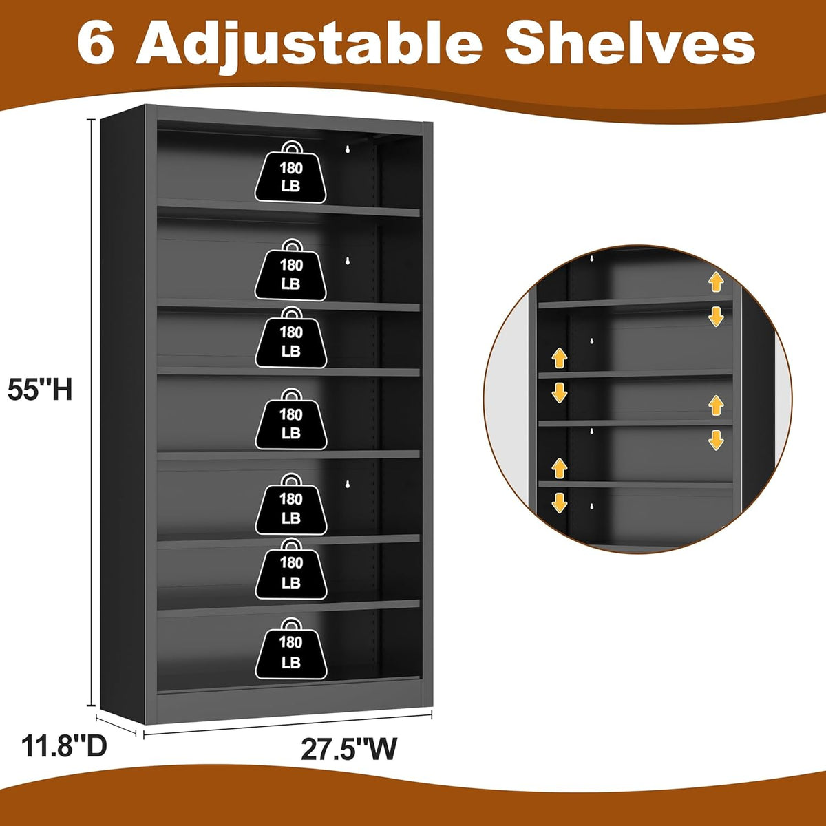 Metal DVD Storage Cabinets, 7-Tier CD Storage Rack with Adjustable Shelves, DVD Organizer Shelf
