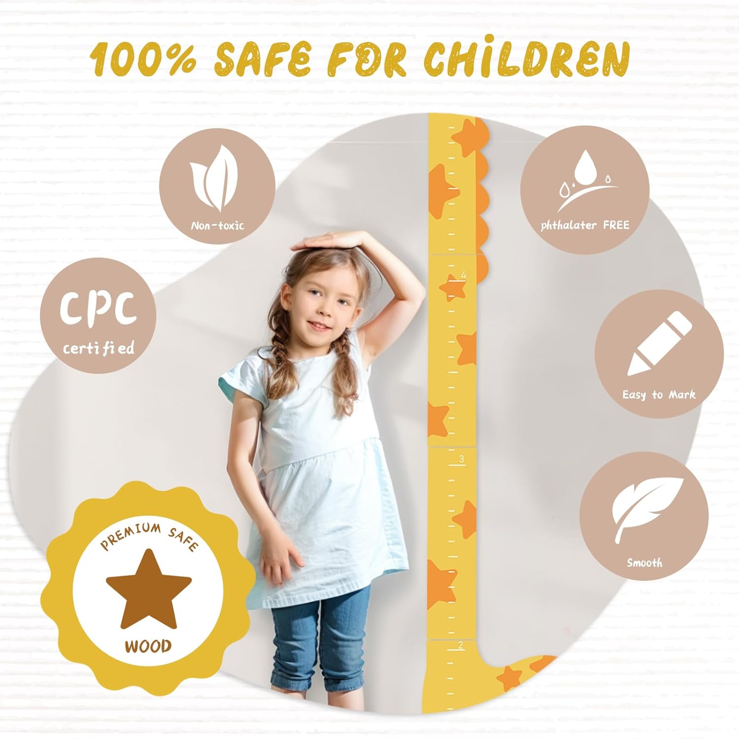 Personalized Name Growth Chart for Kids, Giraffe Height Chart for Boy Girls, Measuring Board for