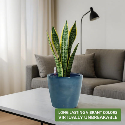 Dexceder 9x8 Inches Self Watering Planter Indoor Outdoor, Inner Pot Design, Thickened Table Flower
