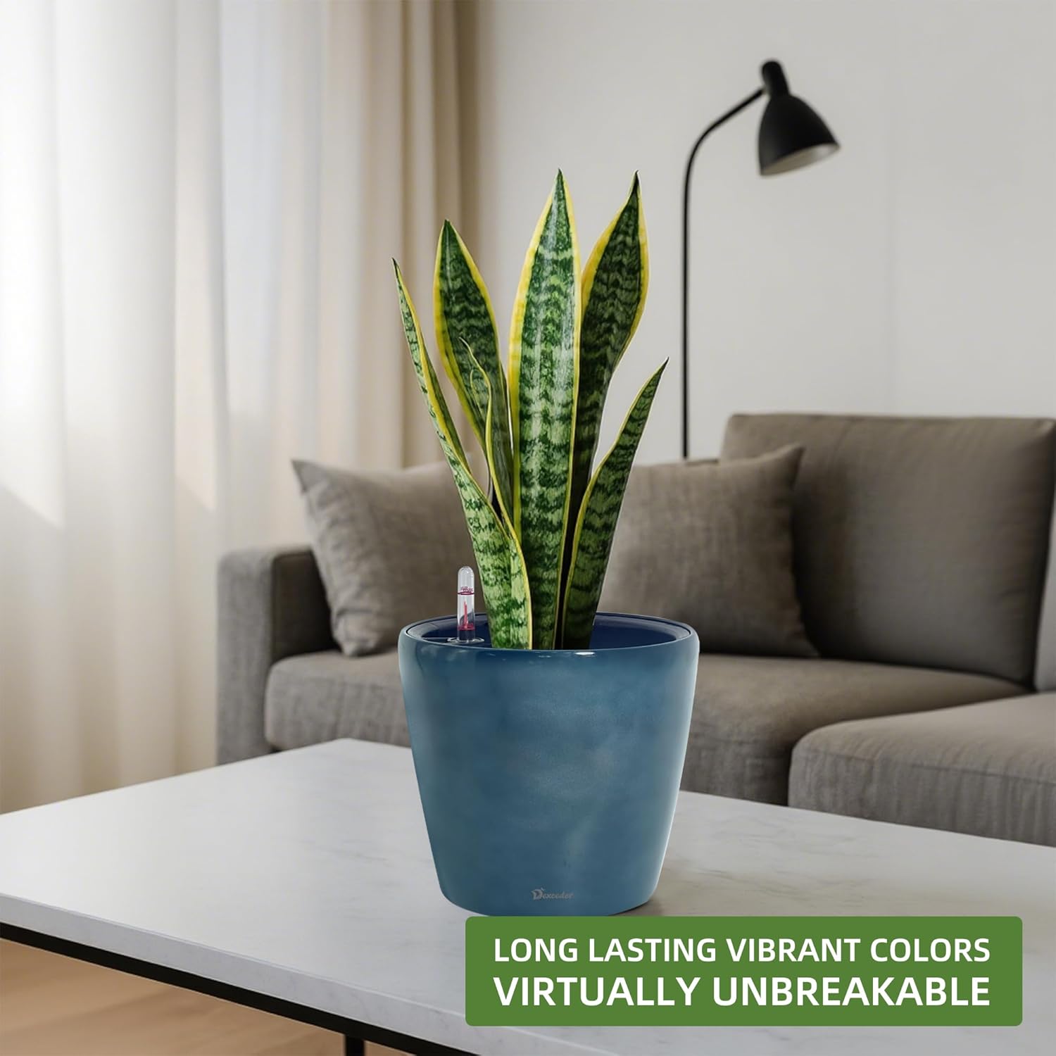 Dexceder 11x10 Inches Self Watering Planter Indoor Outdoor, Inner Pot Design, Thickened Table