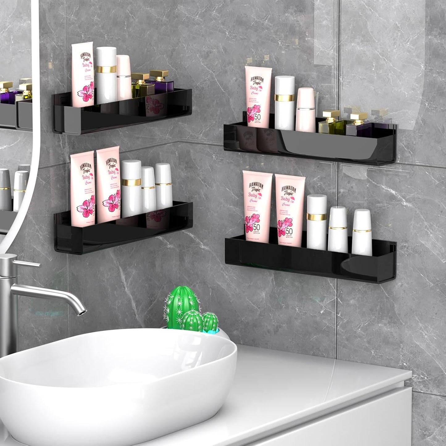 PMMASTO Adhesive Acrylic Spice Rack Organizer for Wall with Nano Double Sided Tape, Spice Shelf