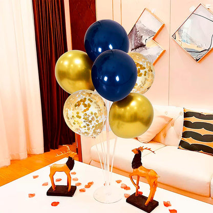 Navy Blue and Gold Balloon Stand Navy and Gold Balloons Centerpiece Table Decorations for Birthday
