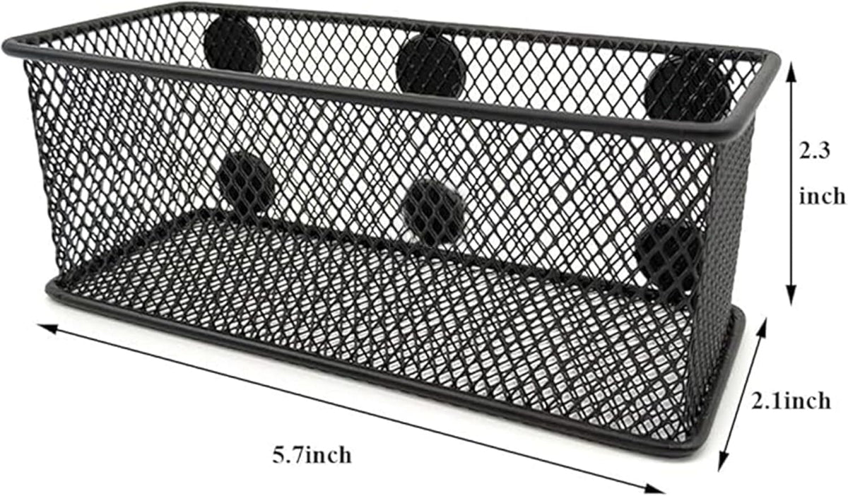 EASEPRES Magnetic Pencil Holder Set of 6 - Black Wire Mesh Storage Baskets Organizer with Strong