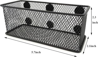 EASEPRES Magnetic Pencil Holder Set of 6 - Black Wire Mesh Storage Baskets Organizer with Strong