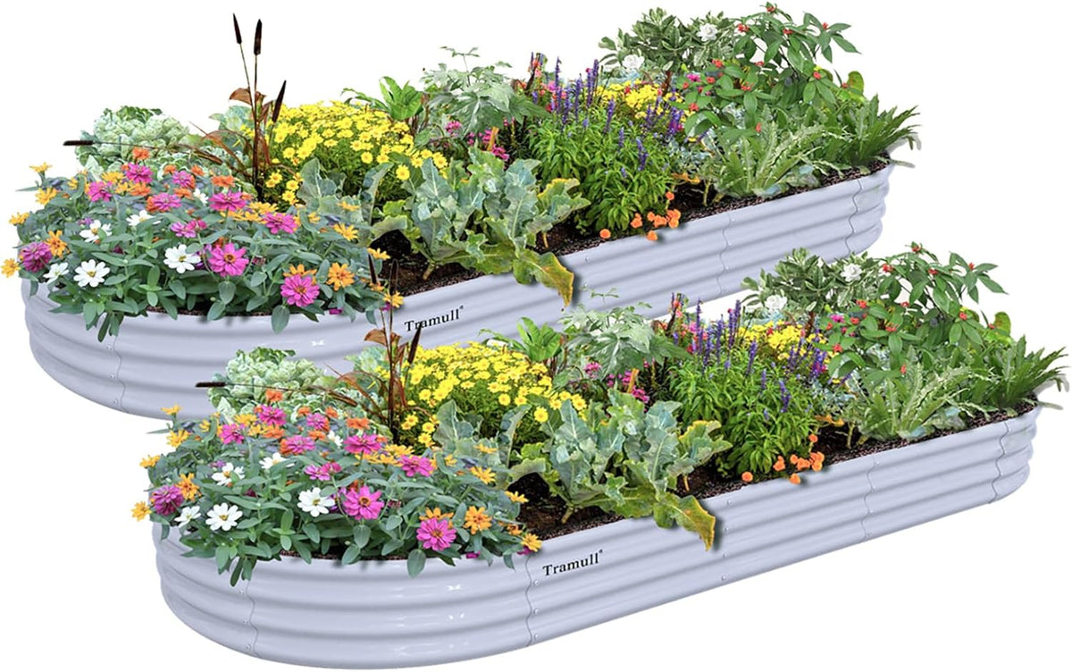 2 Pack 8x3x1FT Galvanized Raised Garden Bed Large Metal Planter Box Kit Elevated Raised Garden