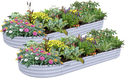 2 Pack 8x3x1FT Galvanized Raised Garden Bed Large Metal Planter Box Kit Elevated Raised Garden