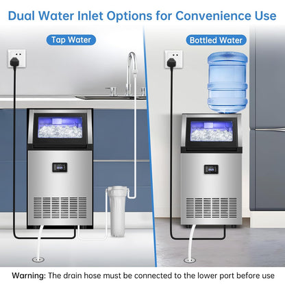 Ice Maker Commercial Ice Machine 200 lbs /24H, 33 lbs Large Storage Capacity Bin, Under Counter or