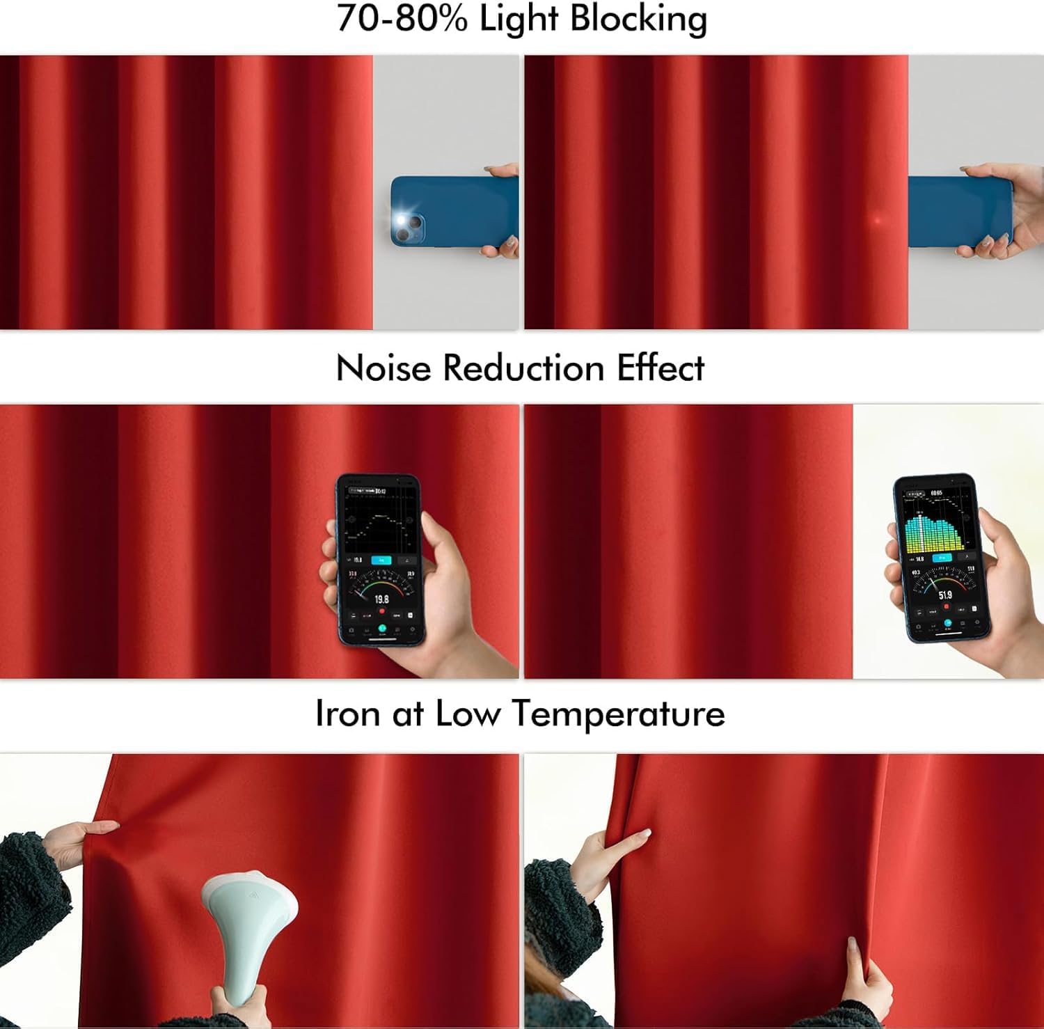 MIULEE Red Back Tab Blackout Curtain 96 Inch Long 2 Panels Set for Living Room Bedroom, Rod