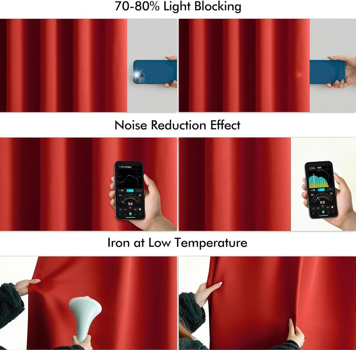 MIULEE Red Back Tab Blackout Curtains 120 Inch Long 2 Panels Set for Living Room Bedroom, Rod