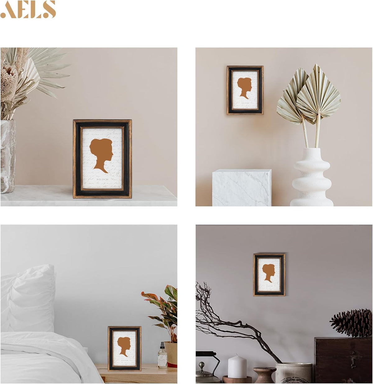AELS 4x6 Inch Vintage Picture Frame, Elegant Luxury Antique Photo Frames with Glass Front, Photo