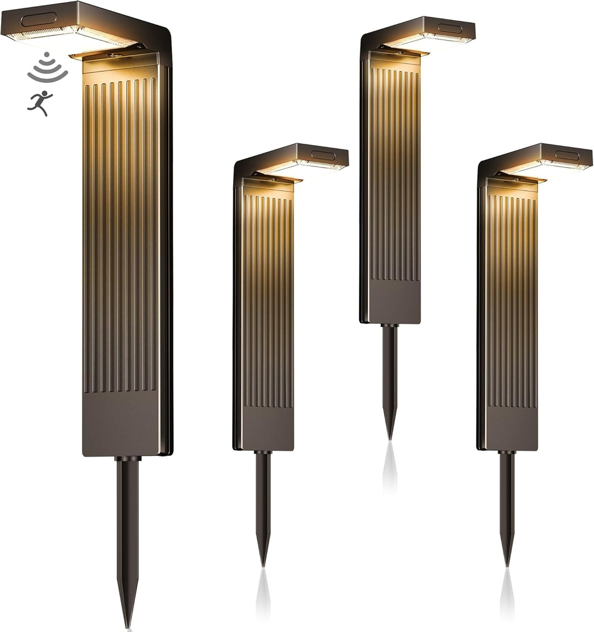Solar Pathway Lights Outdoor 4Pack, 400LM Motion Sensor Walkway Lights with Warm/Cool White, 12H