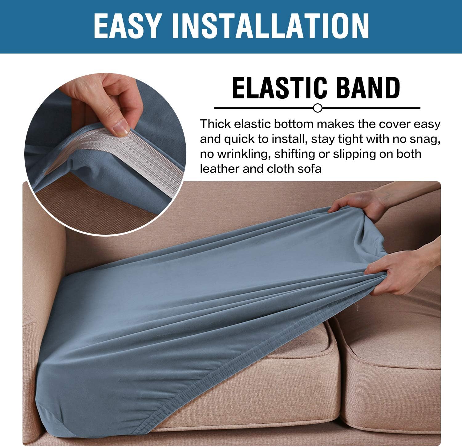 H.VERSAILTEX Velvet Stretch Couch Cushion Cover Plush Cushion Slipcover for Chair Loveseat Sofa