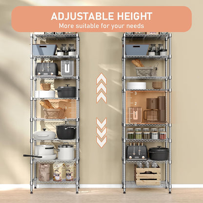 8 Tier 2000 lbs Storage Rack Metal Wire Shelving Unit, Storage Standing Shelf Organizer for Laundry