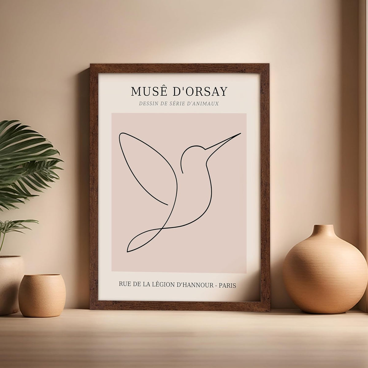 Poster Master Vintage Poster - Retro One Line Hummingbird Drawing Print - Bird Line Art - Minimal