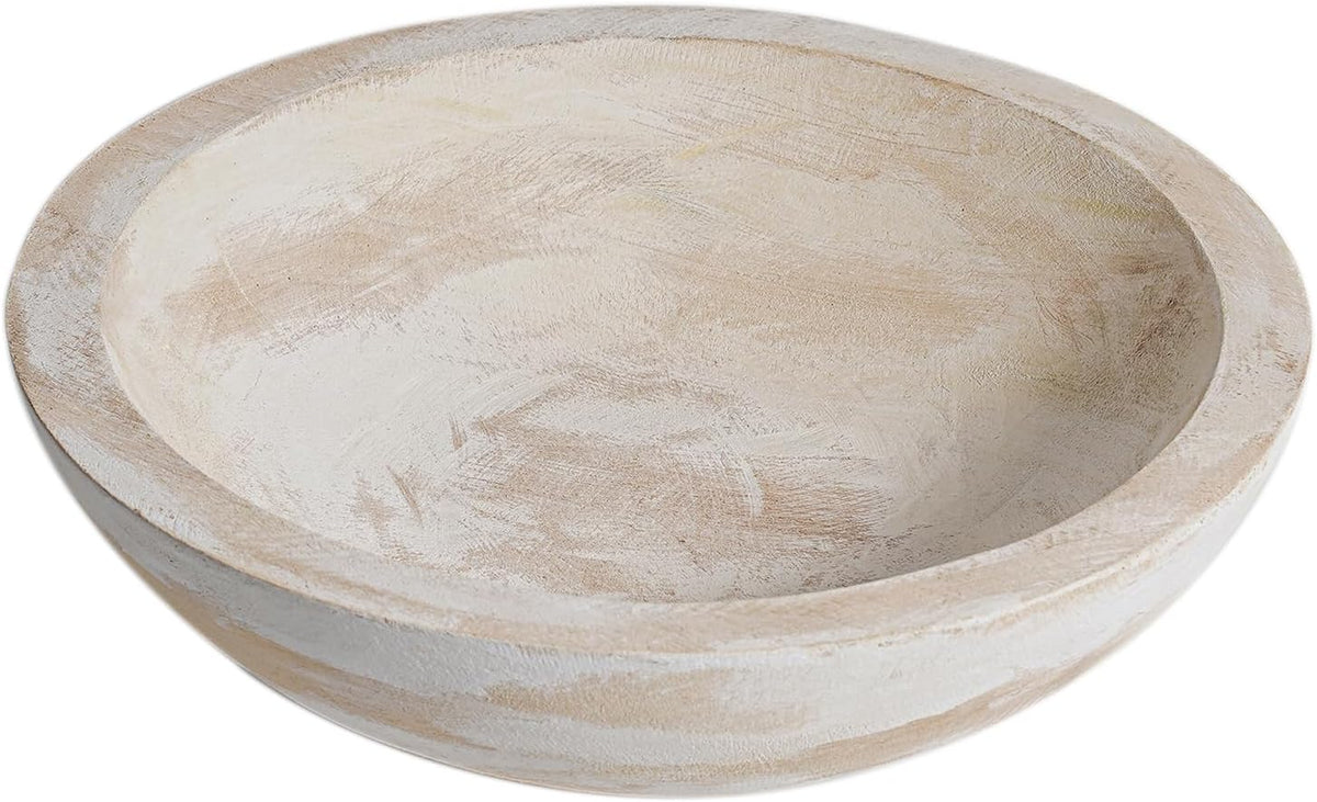 Hand Carved Wooden Decorative Bowl for Home Entryway Decor, Wood Centerpiece Bowl for Coffee Table