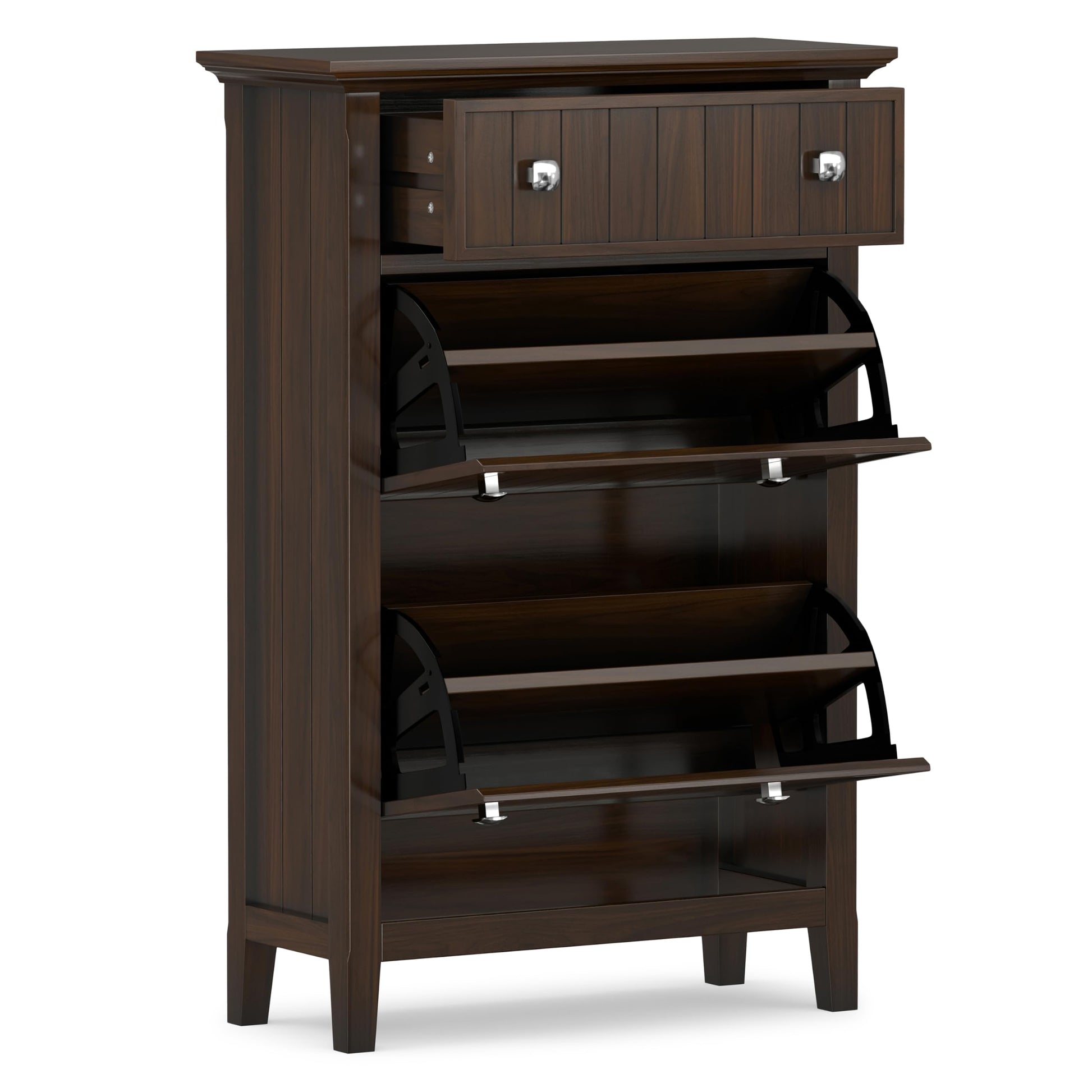 SIMPLIHOME Acadian 36" Wide Solid Wood Cabinet in Black