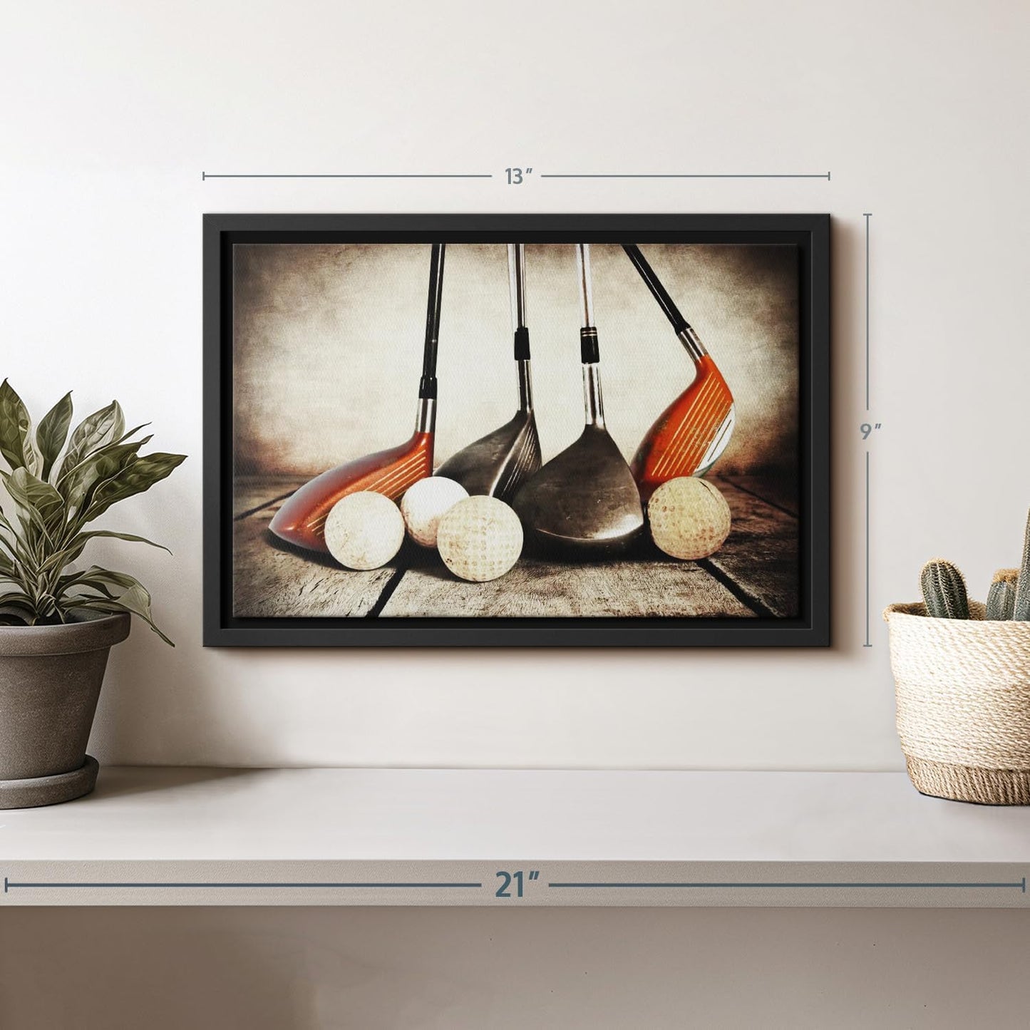ElephantStock Golf Sets Wall Art - Horizontal Framed Canvas - 1-Piece Mancave Wall Decor