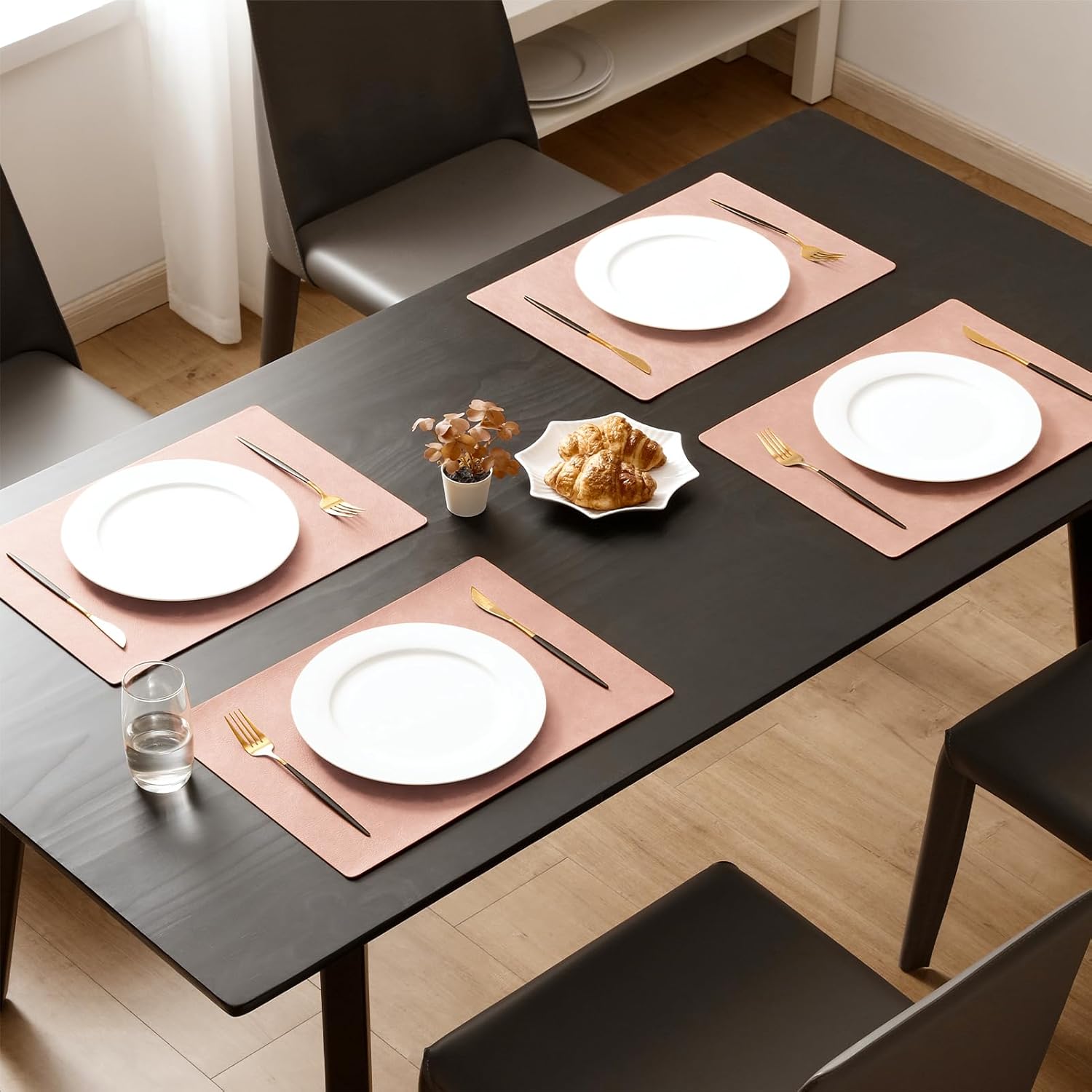 MOSAYT Vinyl Placemats Set of 4-12 X 17 Inch - Faux Leather 100% Waterproof Oil-Proof Wipeable PU