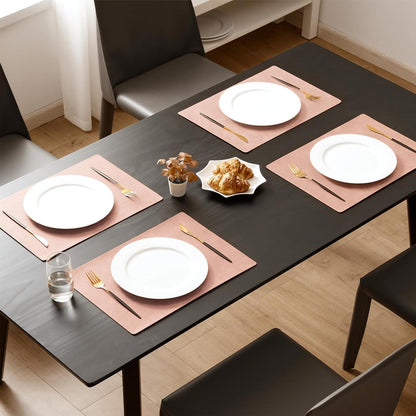 MOSAYT Vinyl Placemats Set of 8-12 X 17 Inch - Faux Leather 100% Waterproof Oil-Proof Wipeable PU