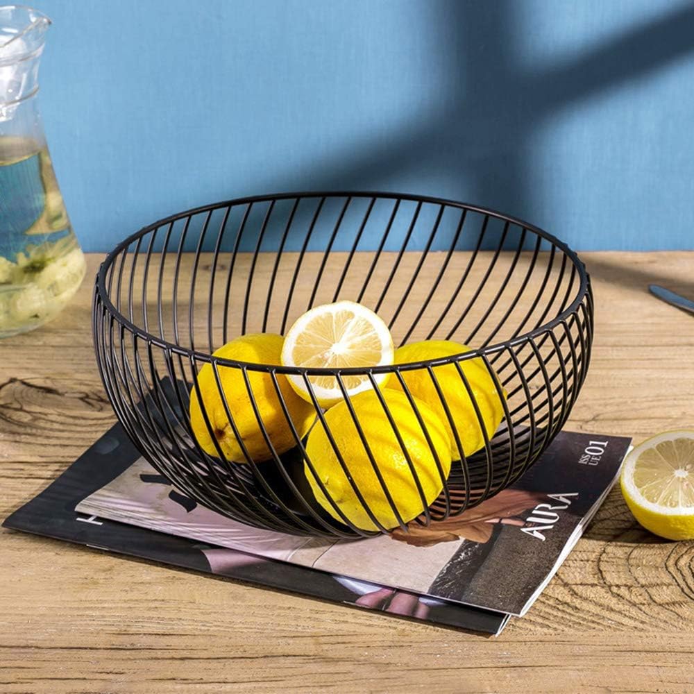 Fruit Basket for Kitchen - Wire Fruit Basket Holder for Lemon, Potato, Onion - Black Countertop