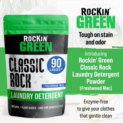 Rockin' Green Classic Rock Laundry Detergent (90 Loads), Plant based, All Natural Laundry Detergent