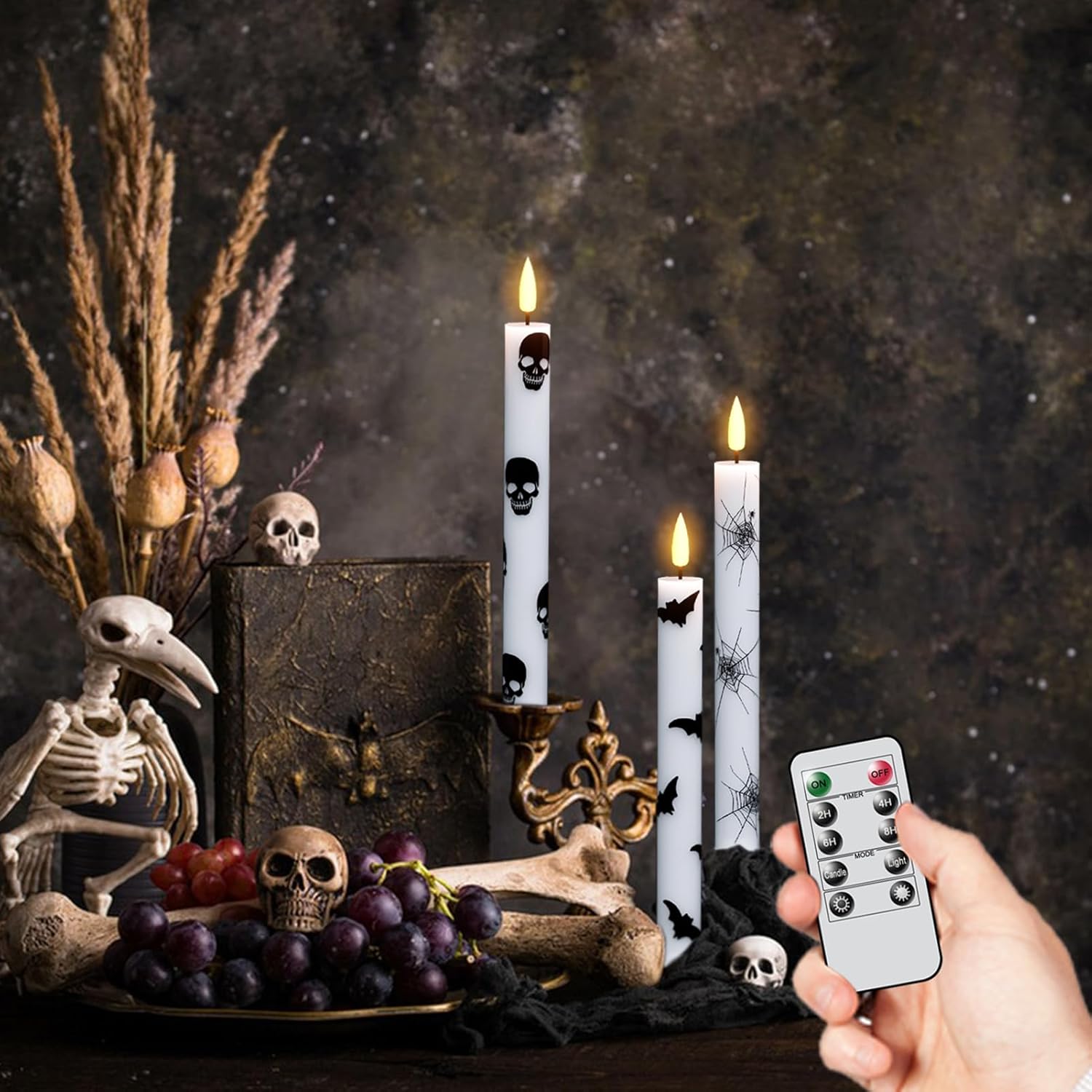 GenSwin Flameless Taper Candles with Remote Timer, 6Pcs LED Flickering Taper Candles Battery