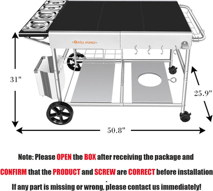 Pizza Oven Table with Topping Station, Outdoor Pizza Oven Cart, Grill Table for Outside, Grill
