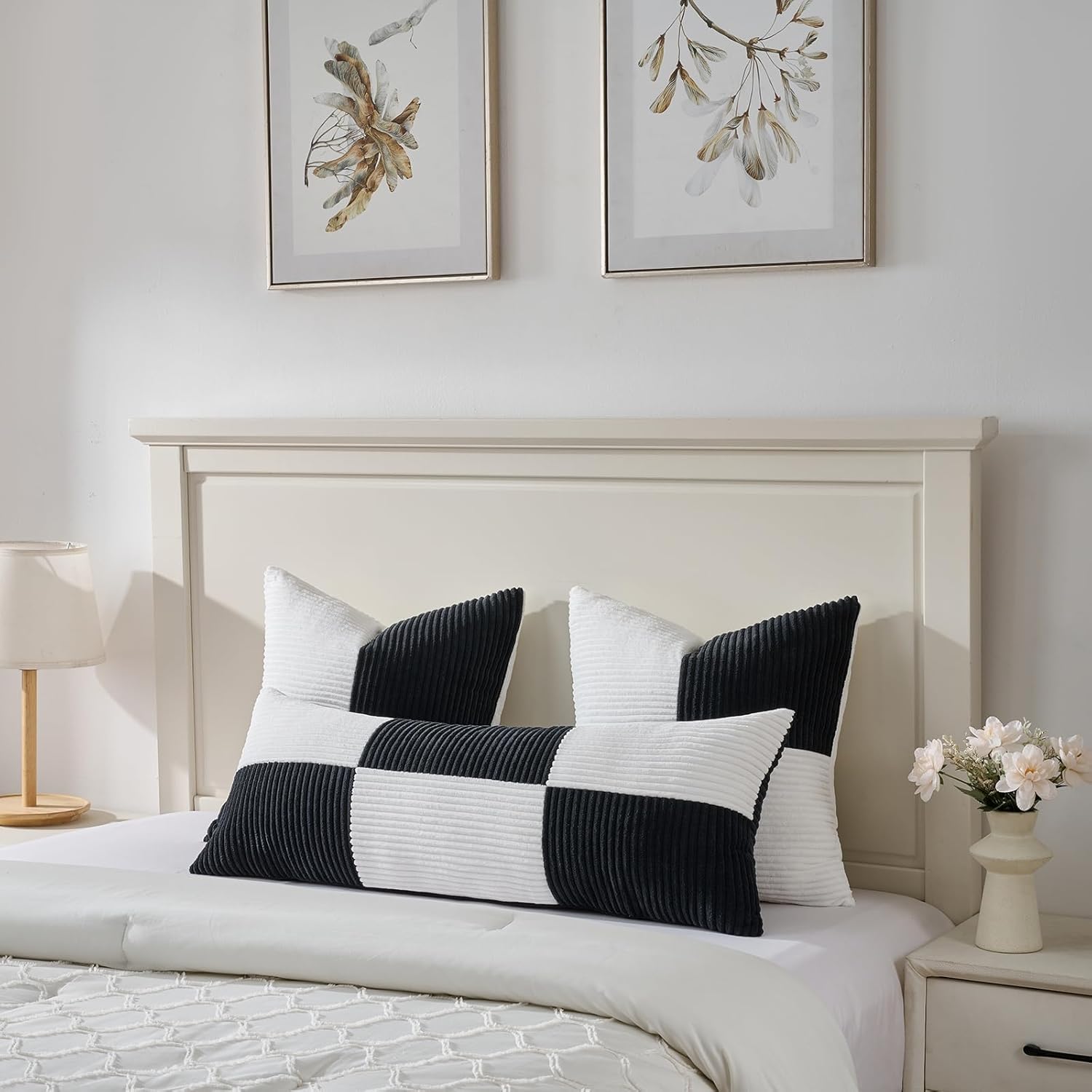 Fancy Homi Set of 2 Black White Samll Decorative Throw Pillow Covers 18x18 Inch with for Couch Bed