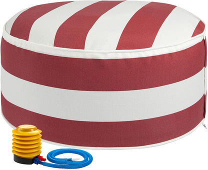 FUNHOME Inflatable Outdoor Ottoman with Air Pump,20"x9" Portable Patio Pouf,Water