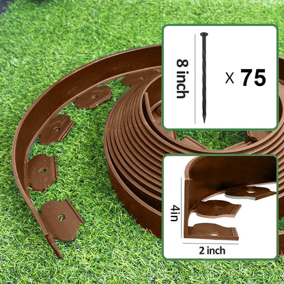 49FT Landscape Edging, 4 in Tall Garden Edging Borders with 75 Spikes,Flexible Lawn Edging Plastic