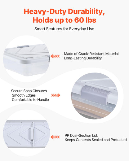 VEVOR Under Bed Storage with Wheels, 31.7 x 15.6 x 6.9 inch Underbed Containers, Underbed Shoes