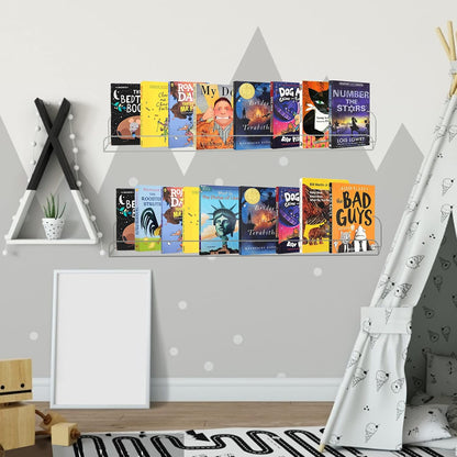 Weiai Clear Acrylic Floating Shelves 24 inches, Wall Bookshelf for Kids, Transparent Book Shelf