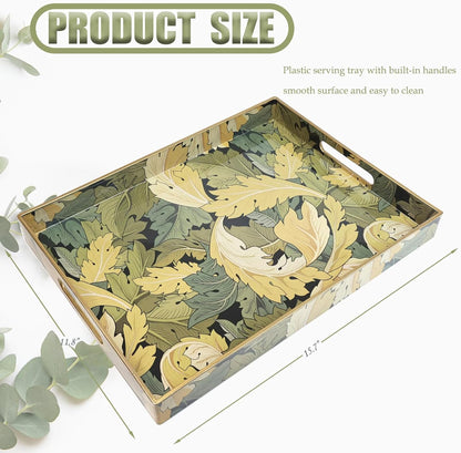 Spsyrine Serving Tray with Handles, Plastic Decorative Tray for Coffee Table, Living Room, Home