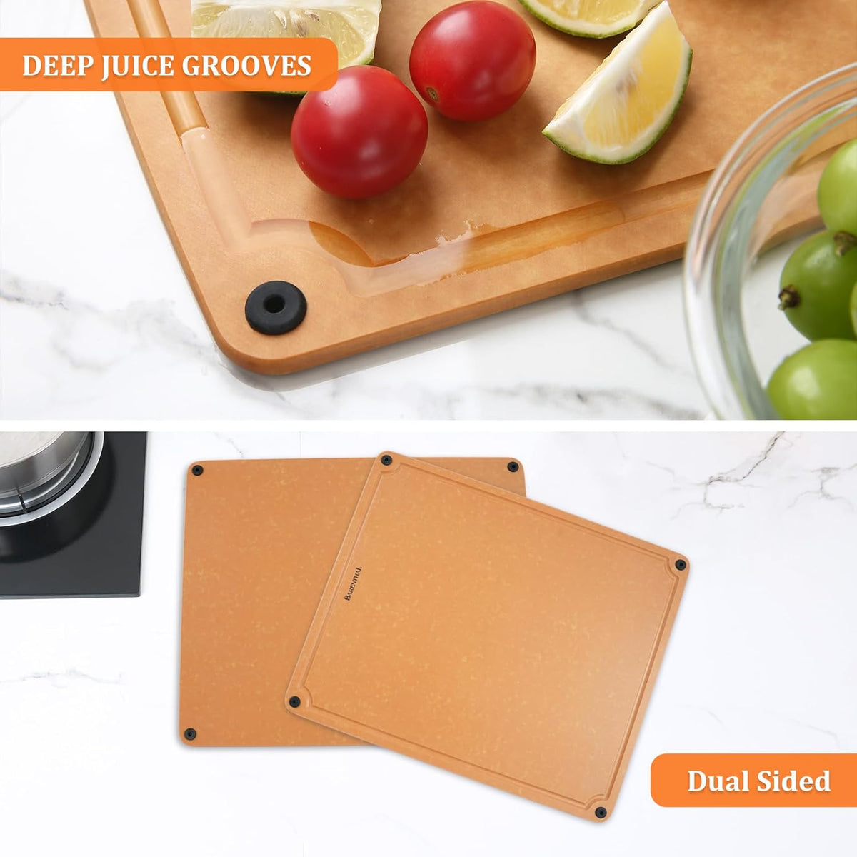 large cutting boards for kitchen dishwasher - XL cutting board set double-sided with Non-Slip Feet