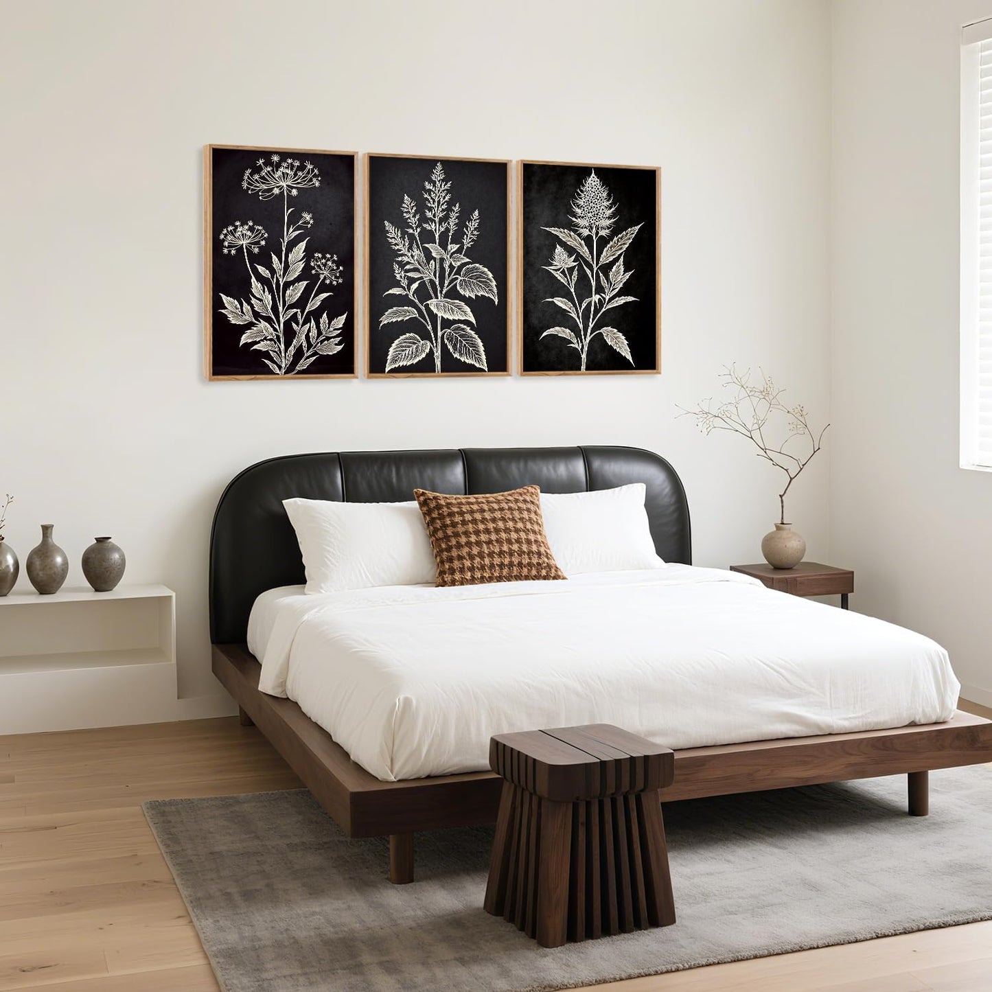 HPNIUB Vintage Floral Framed Canvas Wall Art Set, Minimalist Botanical Wall Decor, Nature Inspired
