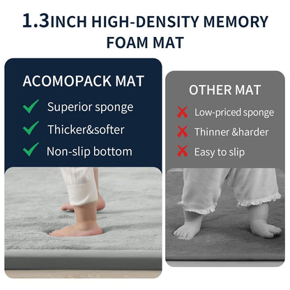 ACOMOPACK Baby Play Mat for Floor 1.3" Thick Memory Foam 50x50 Soft Velvet Playpen Mat for