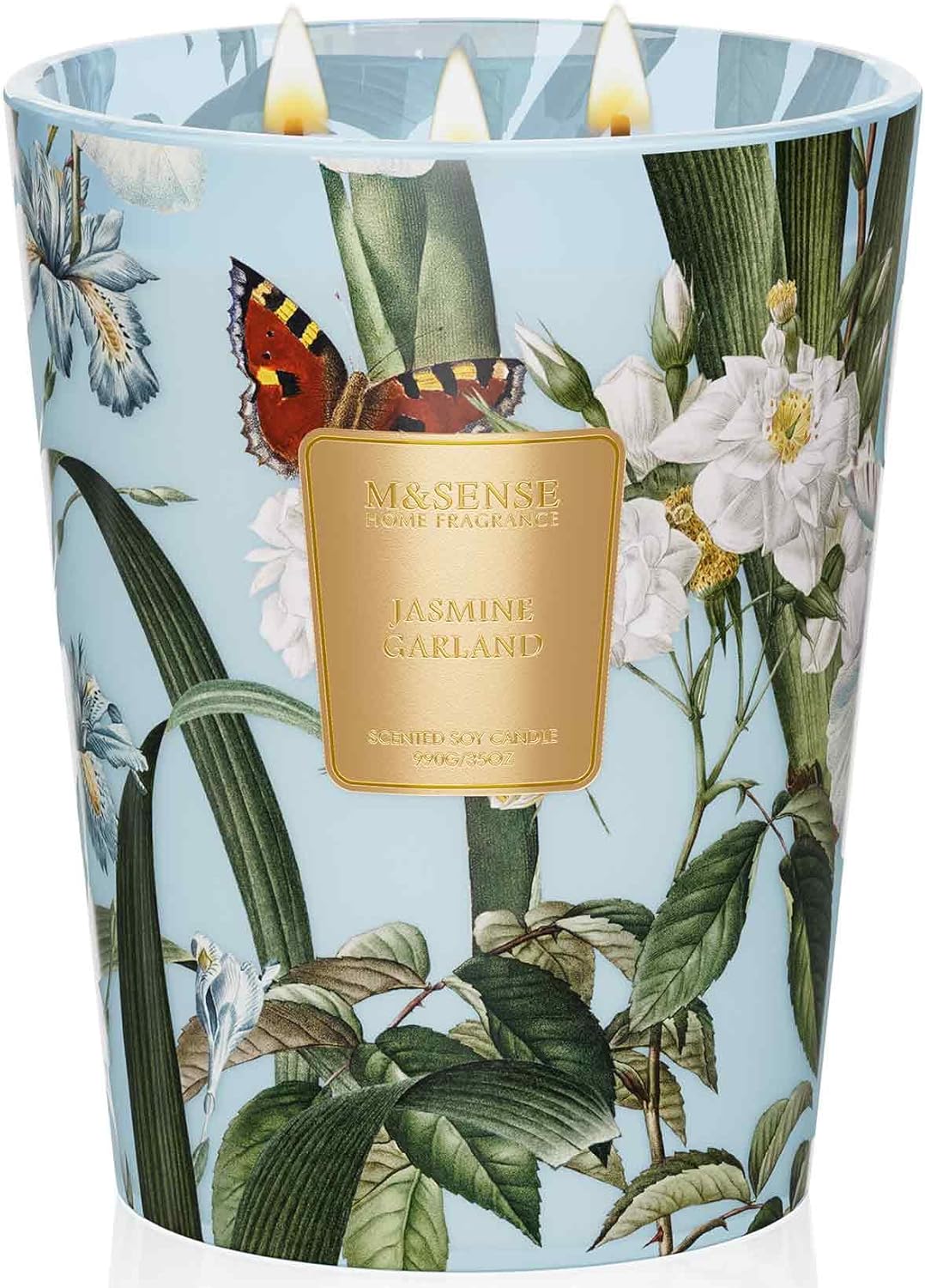 M&SENSE Jasmine Candles Highly Scented 3 Wick 35oz 150 Hours Burn Extra Large Jar Candles for