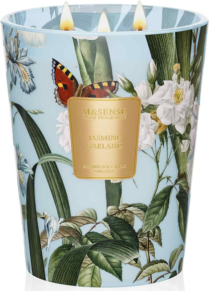M&SENSE Jasmine Candles Highly Scented 3 Wick 35oz 150 Hours Burn Extra Large Jar Candles for