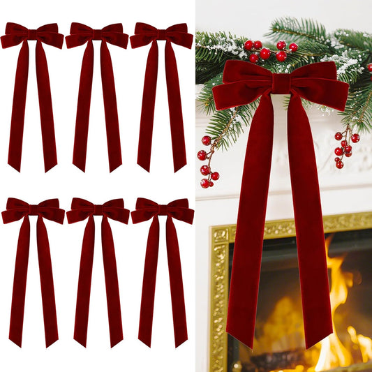 Senjie Velvet Large Christmas Bows for Staircase Garland Wreath, 20in x 8in Vintage Ribbon Bows