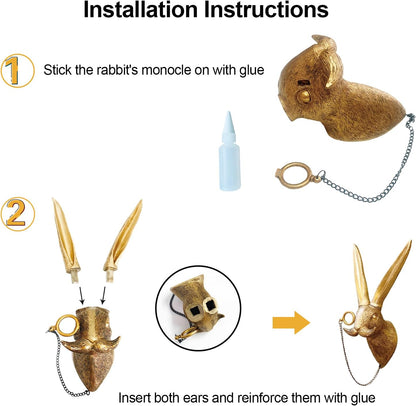 GUASDIE Animal Heads Wall Decor, Faux Deer & Rabbit Heads, Resin Animal Wall Hanging Decoration for