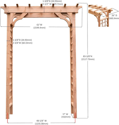 Solid Fir Wooden Garden Arch Premium Outdoor Trellis for Climbing Plants, 83.37”H×61”W×26’’D, Also