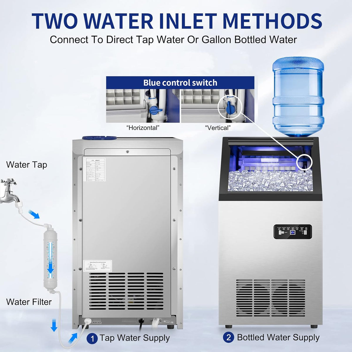 Commercial Ice Maker Machine 120Lbs/24H with 35Lbs Ice Capacity, 45Pcs Clear Ice Cubes Ready in