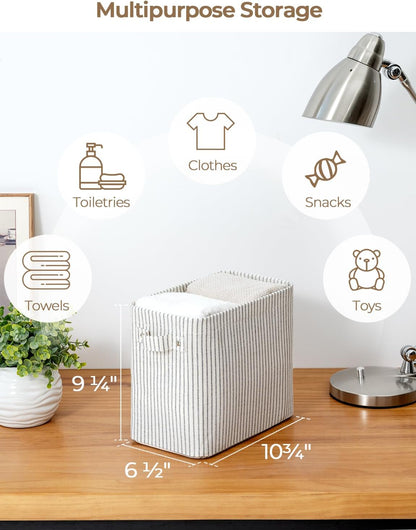 StorageWorks Narrow Storage Bins, Small Basket for Closet and Shelves, Rectangular Fabric Organizer