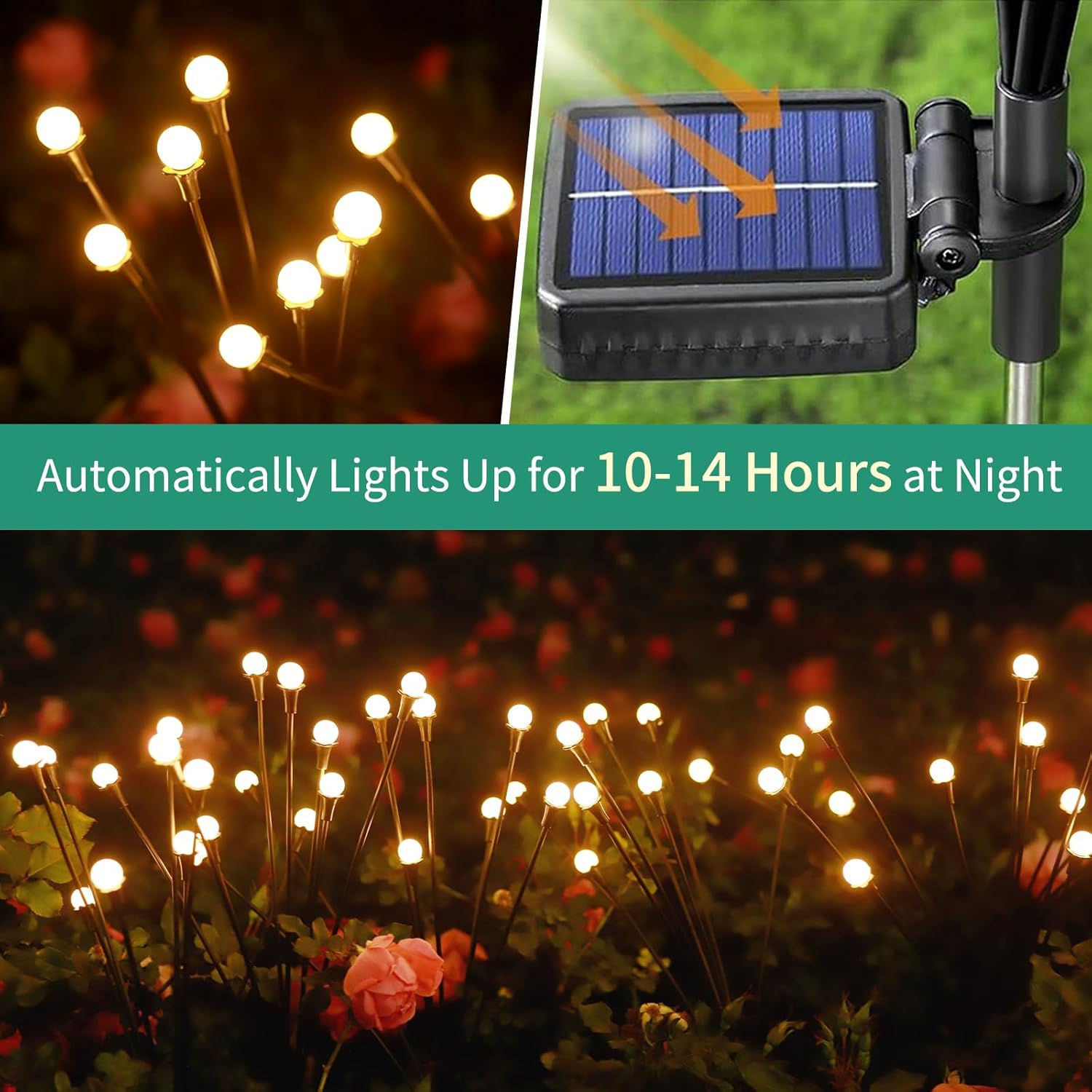 Solar Lights Outdoor Waterproof, 2 Packs 16LED, Solar Garden, Patio, Garden Decor, Patio Decor