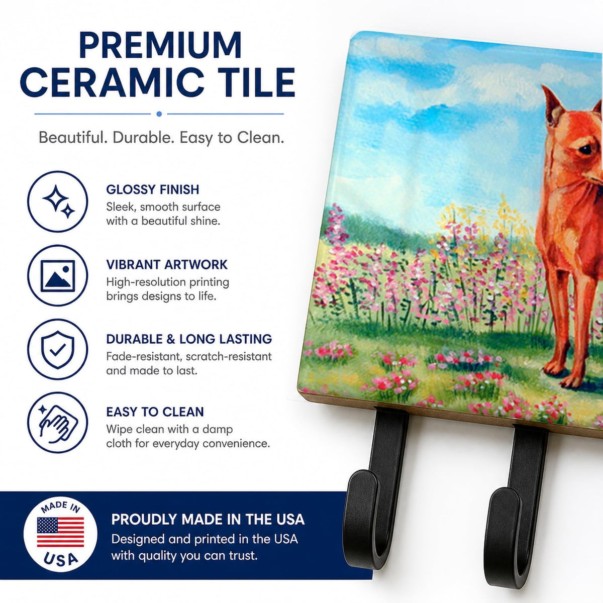 Caroline's Treasures 7516TH68 Min Pin Leash or Key Holder, Wall Hooks, Key Hooks Holder, Coat Rack