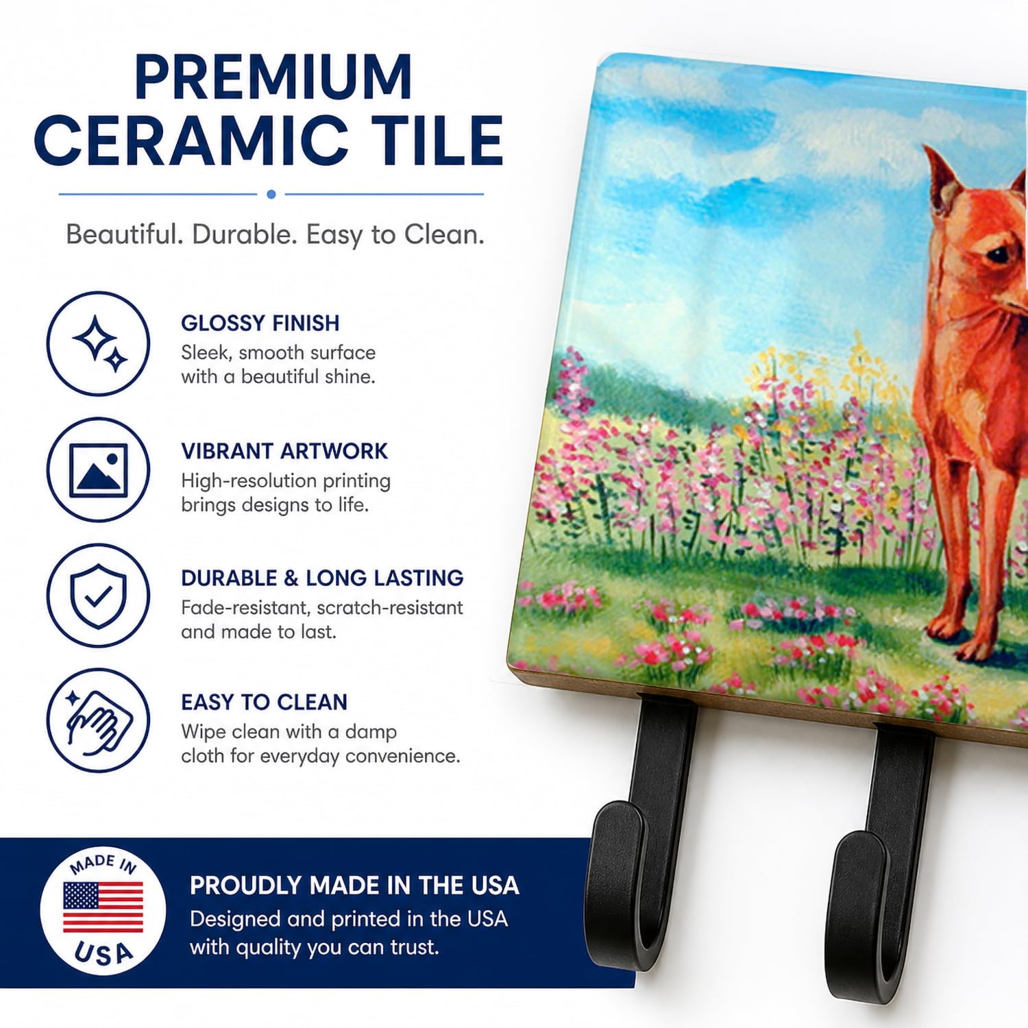 Caroline's Treasures 7516TH68 Min Pin Leash or Key Holder, Wall Hooks, Key Hooks Holder, Coat Rack