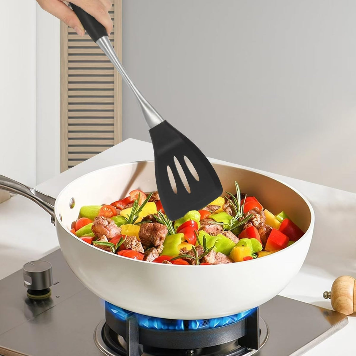 Premium Black Silicone Cooking Utensils Set - Non-Toxic, Heat Resistant& Non-Stick Kitchen Utensils
