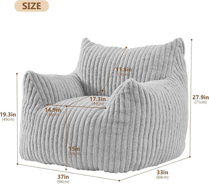 Giant Bean Bag Chairs for Adults Teens, Large Bean Bag Sofa Chairs with Filling Comfy Fuzzy BeanBag