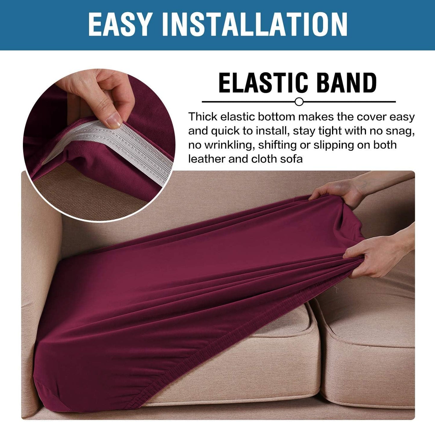 H.VERSAILTEX Velvet Stretch Couch Cushion Cover Plush Cushion Slipcover for Chair Loveseat Sofa